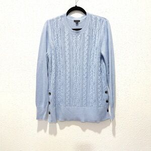 Ann Taylor Factory Soft Blue Cable Knit Sweater L
